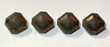 Vintage Grey Glass Button Self Shank Diminutive Faceted Square Lot of 4 3/8