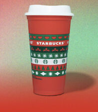 10x Starbucks Red Reusable Cup Christmas Sweater Holidays Xmas Set W/lidsNEW picture