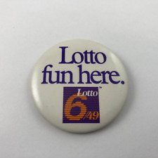 LOTTO FUN HERE. Lotto 6/49 ~ Vintage Advertising Promo Button Pinback picture