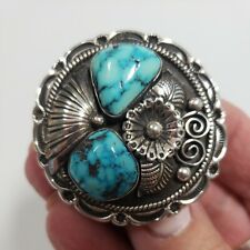 Authentic Mike Chee Navaho 925 large Turquoise Nuggets Belt Buckle pendant picture