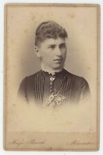 Antique c1880s ID'd Cabinet Card Beautiful Woman Named Emma Klumb Milwaukee, WI picture