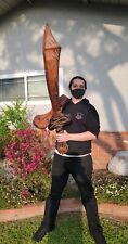Witco Mid Century Tiki Carved 5 Ft Wood Scimitar Hanging  Sword 1960s Wall Art  picture