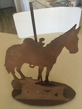 Rusted Vintage Cowboy & Horse Metal Figurine. picture