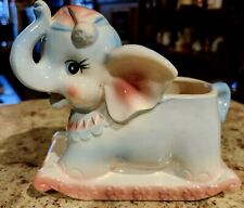 Blue Inarco Rocking Elephant Vintage Baby Planter picture