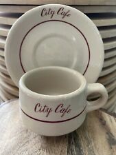 RARE Sterling China Restaurant Ware Diner Mug & Saucer “City Cafe” Manhattan NY picture