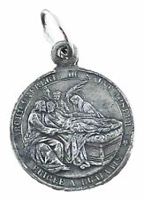 Vintage Catholic Jesus, Mary, Joseph United In Heaven Worn Religious Medal picture