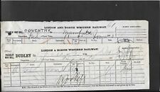 LONDON & NORTH WESTERN RAILWAY - PARCELS WAY BILLS X 2 - 1870s - DUDLEY, COVENTR picture