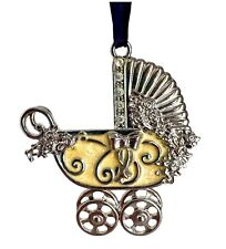 VTG Gloria Duchin Baby Girl First Christmas Ornament Metal Carriage Stroller USA picture