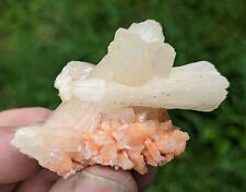 Stilbite on orange Heulandite, minerals, crystals, mineral specimens picture