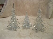 LOT OF 3 VINTAGE CLEAR GLASS CHRISTMAS TREES picture