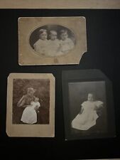 Lot of 3 Antique Mounted Studio Photos of Babies Children Mother And Child 1900 picture