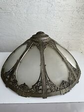 Antique 8 Panel Ribbed Glass table Lamp Shade mission arts crafts Nouveau 1C picture