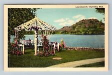 Ishpeming, MI-Michigan, Lake Bancroft, Gazebo, Vintage Postcard picture