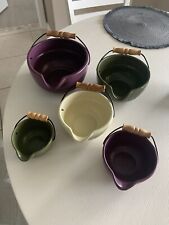 Vintage WMG Ceramic Basket Nesting Mixing Bowls With Handles Pour Lip Set Of 5 picture