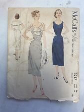 Vintage 50’s McCalls Pattern 3217 COMPLETE 16 34 Dress with Collar Variations picture
