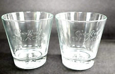 Two Embossed Crown Royal Black Canadian Whiskey Rocks Tumbler Glasses Tapered picture