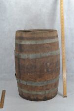 antique keg cask barrel wooden oak metal bands fill & pour hole 21 in. original picture