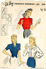 Vintage 1940s Du Barry 5246 Blouse Set Sewing Pattern Size 16 Gathers picture