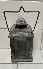 Vintage Rustic Wooden Lantern  Wood And Metal Small Crack picture