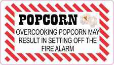 3.5x2 Overcooking Popcorn May Result in Setting Off the Fire Alarm Sticker Sign picture