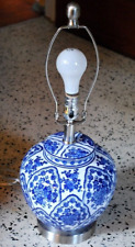 New CHINESE PORCELAIN URN Table Lamp BLUE WHITE FLORAL CHINOISERIE 3 Way 23.75