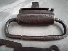 Ancient Iron Tricky Puzzle Padlock Wavy Engraved Hand Forged Tricky Lock Old picture