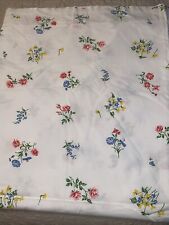 Vintage Full Double Size Muslin White Floral Sheet Flat Sheet Or Fabric -015** picture