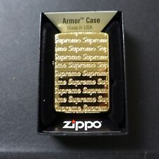 Supreme X Zippo Lighter Gold Armor Case Repeat Logo Sold Out Engraved FW22 NEW picture