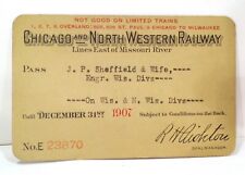 Vintage 1907 Chicago North Western Railroad Wisconsin Division Engineer Pass  picture