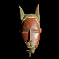 African Baule Ndoma Tribal Face Mask Wood Hand Carved Wall Hang Face Mask-9221 picture
