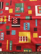 Vintage MCM Fabric 58 X 25” Red Lightweight picture