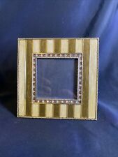 OLIVIA RIEGEL Brown and Gold Enamel & Crystals Striped 3 X 3” picture