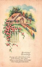 Vintage Postcard 1928 One Truly Glad & Kind Happy Birthday Greetings Card House picture