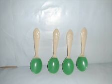 SET 4 VTG 1930s BEETLEWARE HUMPTY DUMPTY CHILDS SPOONS GREEN & CREAM RARE picture