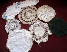 Lot 8 Vtg Handmade Crochet Round Doily Doilies White Green Variety embroidery picture