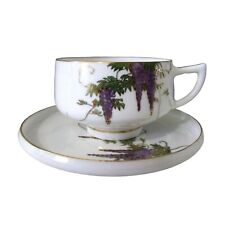 Koshida Wisteria Garland Geisha Lithophane Vintage Tea Cup Saucer Set EUC picture