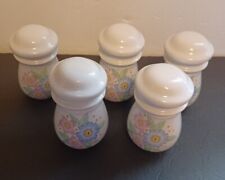 VINTAGE 1988 SJL  Wildflower  Pattern  5 Piece  Spice Canister  Set w/Labels  picture