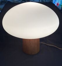 1960s Vintage Mid Century Laurel Teak Mushroom Table Lamp with Frosted Shade picture