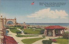 Bandshell plaza boardwalk Daytona Beach Florida flag c1930s linen postcard D688 picture