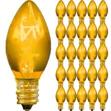 C-9 YELLOW CLEAR STEADY LIGHT BULBS BRAND NEW 1 BOX OF 25 C9 Gold CHRISTMAS picture