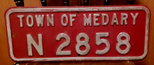 Vintage TOWN of MEDARY Wisconsin Rural Metal Fire Fence SIGN N2858   no reserve picture