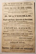 1865 Portland Oregon Advertisement Original Crystal Saloon Waterman Church List picture
