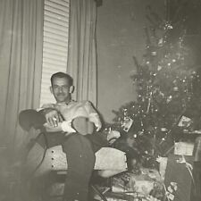1D Photograph Handsome Man Cigarette Portrait Christmas Tree 1950's picture
