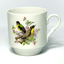 BIRDS FINCH COFFEE MUG TEA CUP Arzberg Germany Yellow Green Bavaria Schumann picture