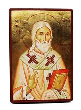 Greek Russian Orthodox Handmade Wood Icon Saint Therapon 19x13cm picture