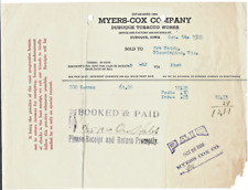 1920 Letterhead, Myers-Cox Company, Dubuque IA, Dubuque Tobacco Works picture
