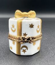 Limoges France Porcelain Moon Stars Bow Trinket Box Peint Main Parry Vieille PV picture
