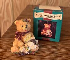 Sweet Dreams Christmas Teddy Bear  2” Ceramic Knick Knack Figurine W/ Box picture