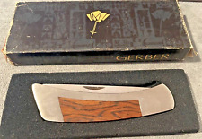 Vintage Gerber PK-1 2 blade wood and nickel handle in Box Made in USA--2515.23 picture