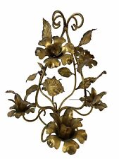 Italian Style Gold Toleware Metal Candle Centerpiece Floral Regency Vintage picture